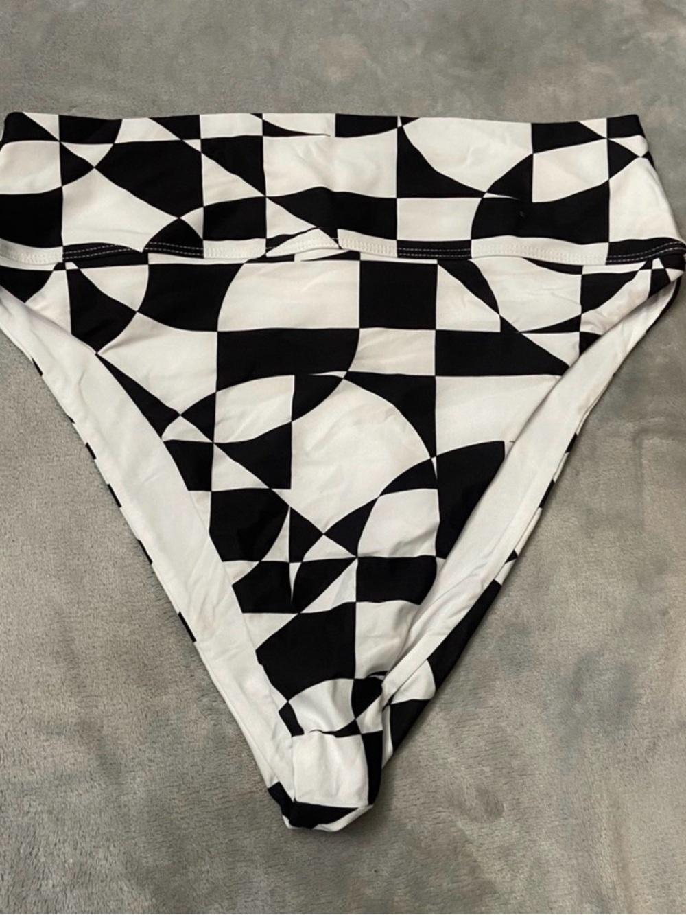 Beach Riot bikini set XL Black Ribbed Top with Geometric High-Waist Bottom - Picture 5 of 5